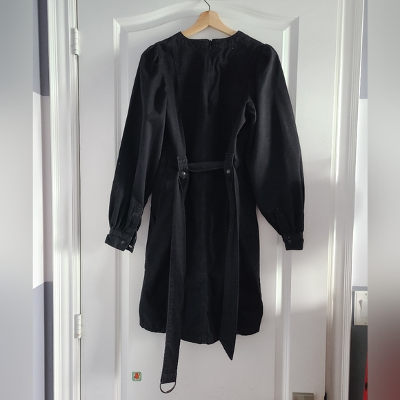 Minimum - Black Denim Longsleeve Dress Size 36 Small - Picture 2 of 6